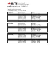 Academic Calendar 2012/2013 - INTI International University