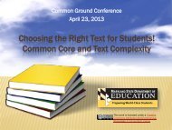 Common Core and Text Complexity - Maryland State Department of ...