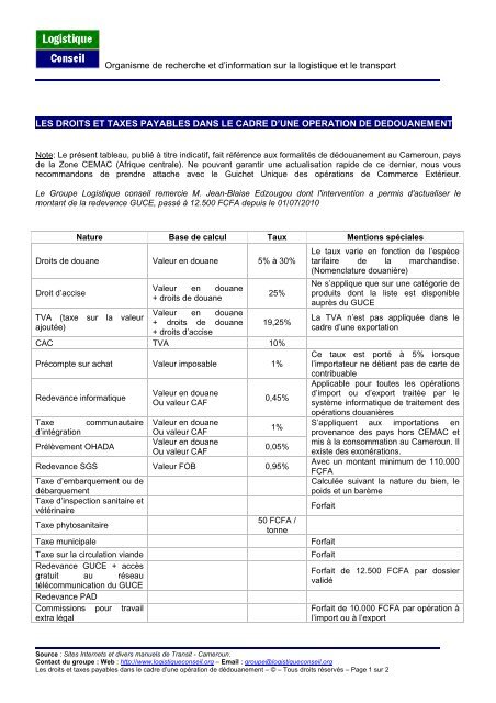 paiement des droits et taxes de douane - Logistique conseil