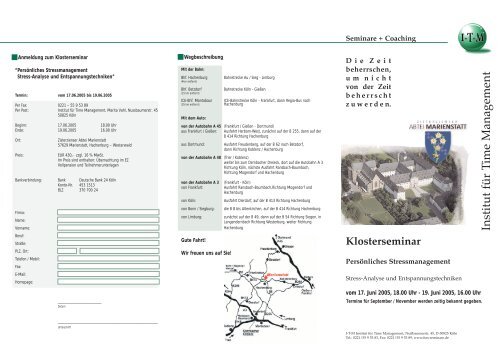 Klosterseminar - Zeitwelt-Seminare