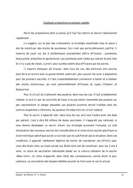 RAPPORT de MISSION Didier RAOULT - Marseille, Maladies ...