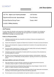 Higher Level Teaching Assistant Job Description - Whitley Academy