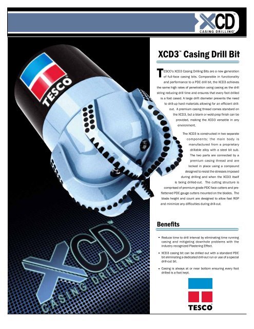XCD3â¢ Casing Drill Bit - TESCO Corporation