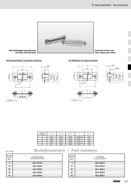 Bestellnummern â Part numbers