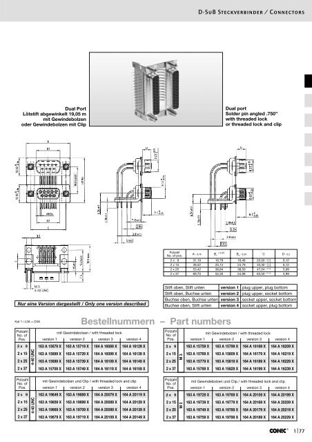 Bestellnummern â Part numbers