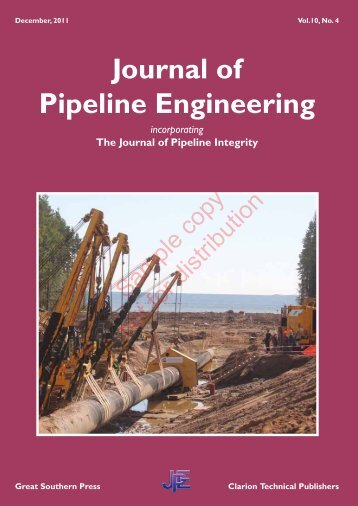 Journal of Pipeline Engineering - Pipes & Pipelines International ...
