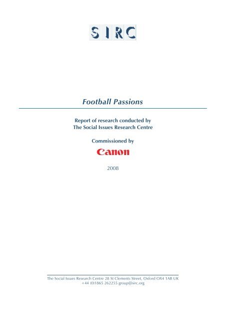 Football Passions - Social Issues Research Centre