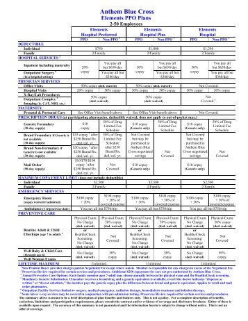 Anthem Blue Cross Elements PPO Plans 2-50 ... - Health Home 1