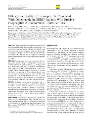 Efficacy and Safety of Esomeprazole Compared With Omeprazole in ...