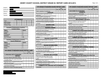 Report Card - Henry County Schools