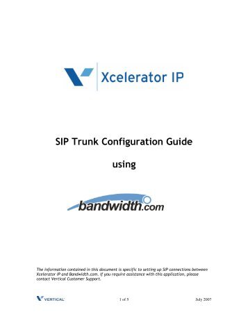 SIP Trunk Configuration Guide using - Vertical