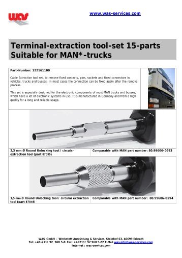 Terminal-extraction tool-set 15-parts Suitable for MAN*-trucks