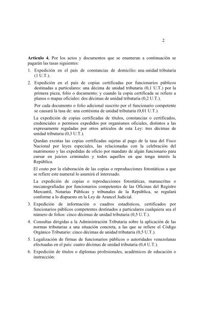 Ley de Timbre Fiscal - Servicio AutÃ³nomo de ContralorÃ­a Sanitaria