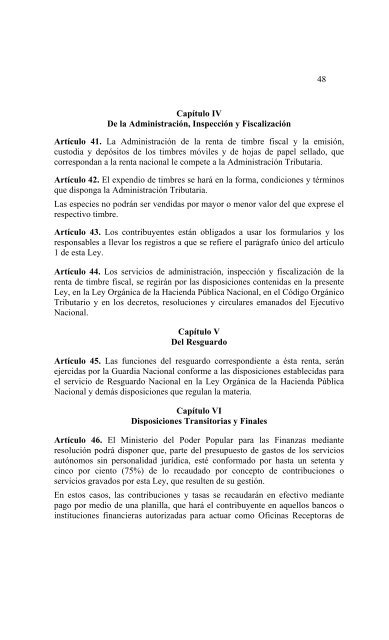 Ley de Timbre Fiscal - Servicio AutÃ³nomo de ContralorÃ­a Sanitaria