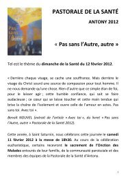 Pastorale de la santÃ© Ã  Antony - annÃ©e 2012 - Paroisse Saint-Saturnin