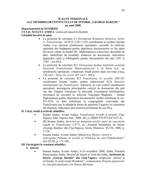 65 B Date Personale Ale Membrilor Institutul De Istorie
