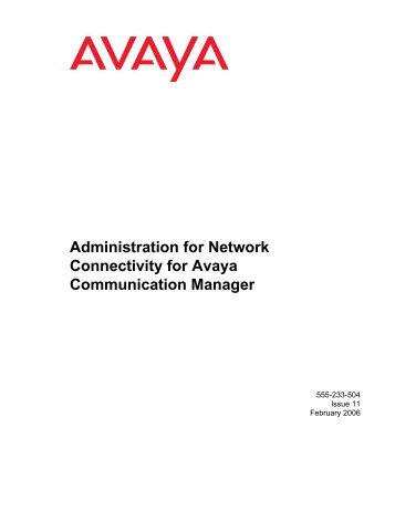Administration for Network Connectivity for Avaya ... - Avaya Support