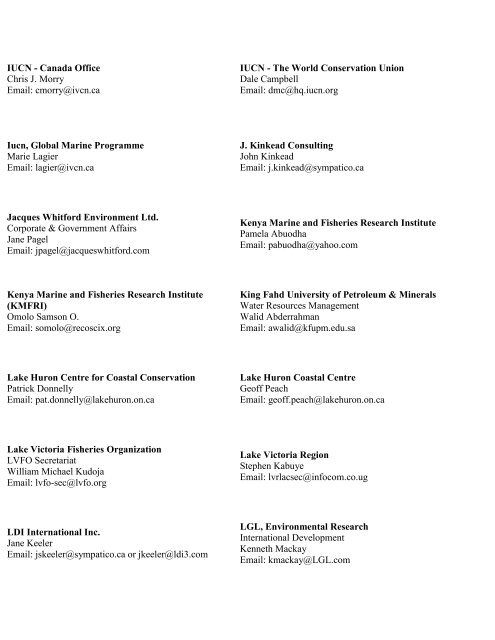 List of MSW Participants â by Organization - Pollution Probe