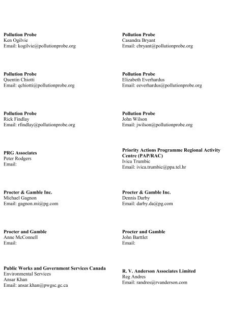 List of MSW Participants â by Organization - Pollution Probe