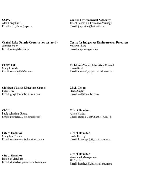 List of MSW Participants â by Organization - Pollution Probe