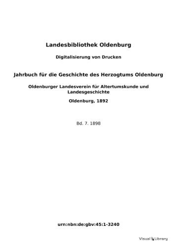 Jahrbuch für die Geschichte des Herzogtums Oldenburg