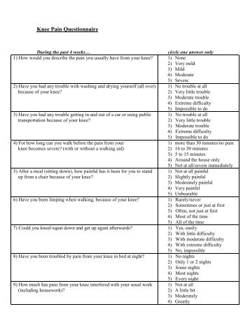 Knee Pain Questionnaire