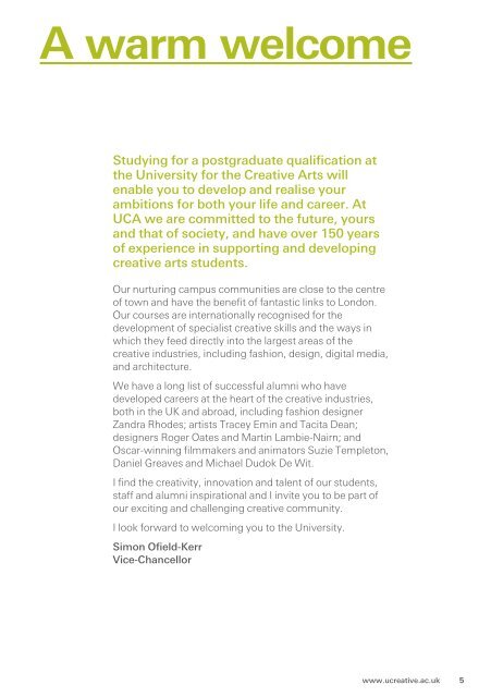 UCA Farnham - holding page - University for the Creative Arts