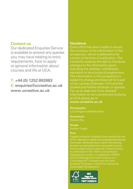 UCA Farnham - holding page - University for the Creative Arts