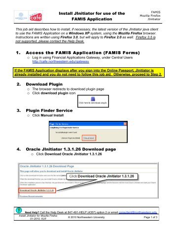 Install Jinitiator for use of the FAMIS Application 1. Access the FAMIS ...