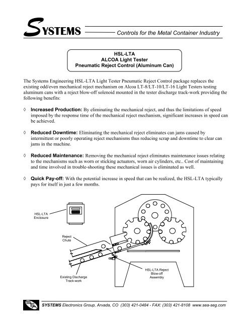 HSL-LTA: Alcoa Light Tester Pneumatic Reject Control - Sea-Seg.com