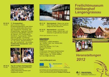 Veranstaltungen 2012 Freilichtmuseum Höllberghof Langengrassau