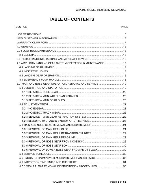 Model 8000 Service Manual - Wipaire Inc.