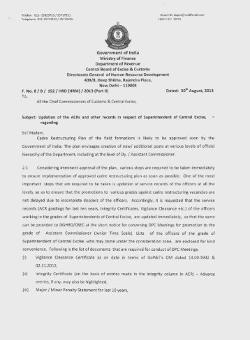 ACRs Dated 04.09.2013 - DG HRD CBEC