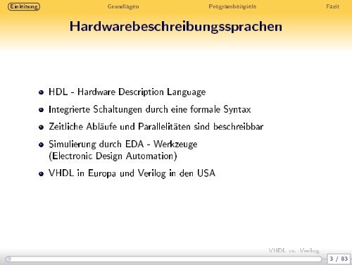 VHDL vs. Verilog - Weblearn.hs-bremen.de - Hochschule Bremen