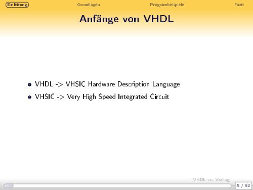 VHDL vs. Verilog - Weblearn.hs-bremen.de - Hochschule Bremen