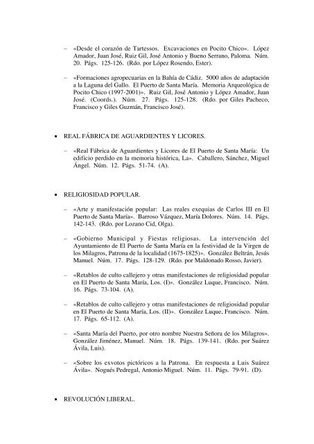 Ãndice de Materias (PDF) - Revista de Historia de El Puerto