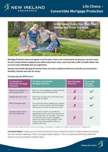 Convertible Mortgage Protection Flyer - New Ireland Assurance