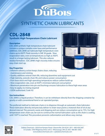 cdl-2848 synthetic chain lubricants - DuBois Chemicals Online Store