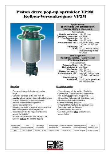 Piston drive pop-up sprinkler VP2M Kolben-Versenkregner ... - Perrot