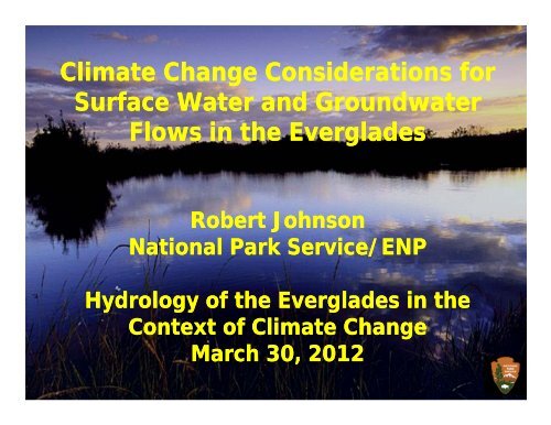Climate Change Considerations for Surface Water and Groundwater ...