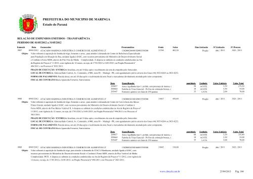 Empenhos Emitidos - Maio - PREFEITURA - MaringÃ¡ - Estado do ...