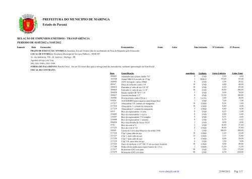 Empenhos Emitidos - Maio - PREFEITURA - MaringÃ¡ - Estado do ...