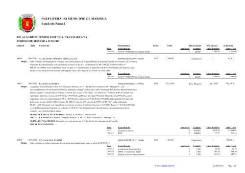 Empenhos Emitidos - Maio - PREFEITURA - MaringÃ¡ - Estado do ...