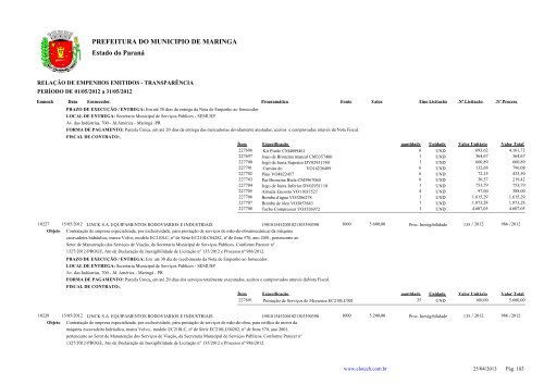 Empenhos Emitidos - Maio - PREFEITURA - MaringÃ¡ - Estado do ...