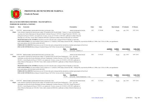 Empenhos Emitidos - Maio - PREFEITURA - MaringÃ¡ - Estado do ...