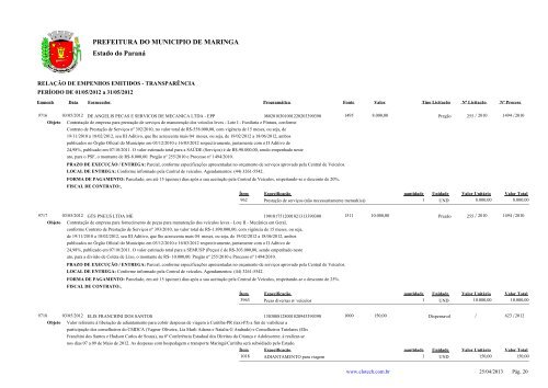 Empenhos Emitidos - Maio - PREFEITURA - MaringÃ¡ - Estado do ...