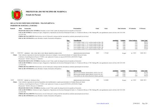 Empenhos Emitidos - Maio - PREFEITURA - MaringÃ¡ - Estado do ...