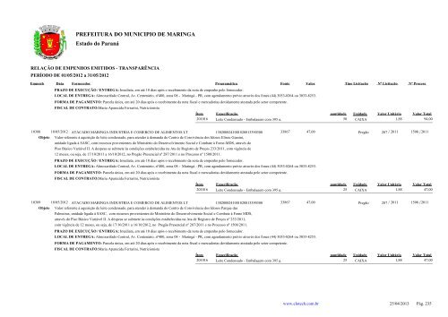 Empenhos Emitidos - Maio - PREFEITURA - MaringÃ¡ - Estado do ...