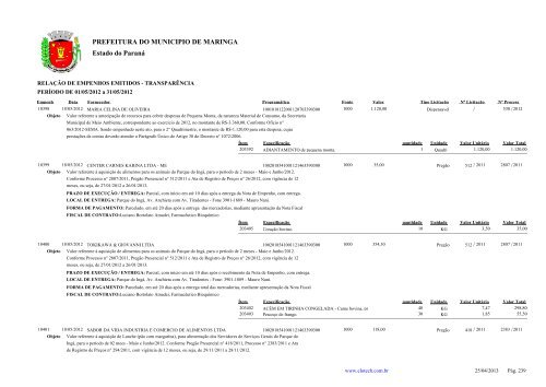 Empenhos Emitidos - Maio - PREFEITURA - MaringÃ¡ - Estado do ...