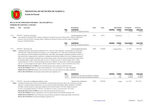 Empenhos Emitidos - Maio - PREFEITURA - MaringÃ¡ - Estado do ...